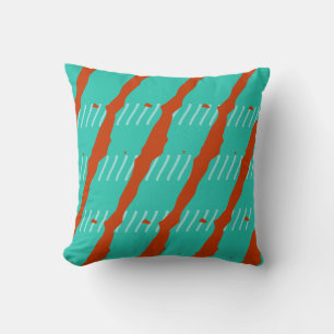 Colourful orange and turquoise stripes / lines throw pillow