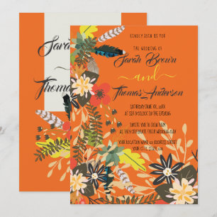 COLOURFUL ORANGE BOHO FLORAL INVITATION