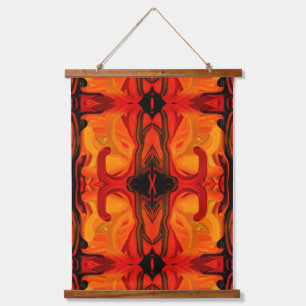 Colourful Orange Brown Brush Shapes Abstract       Hanging Tapestry