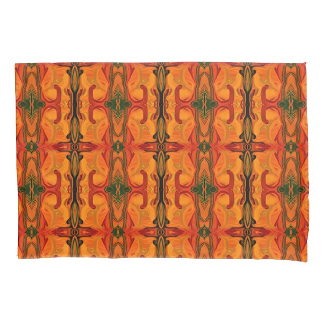 Colourful Orange Brown Brush Shapes Abstract      Pillowcase (Front)