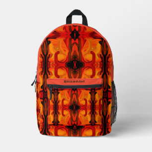 Colourful Orange Brown Shapes Abstract Printed Backpack