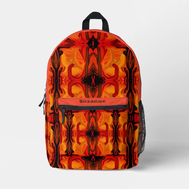 Colourful Orange Brown Shapes Abstract     Printed Backpack (Front)