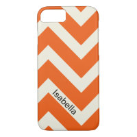Colourful Orange Chevron Pattern with Monogram