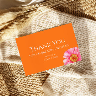 Colourful Orange Floral Wedding Thank You Card