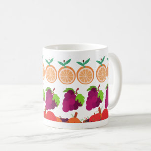 Colourful Orange & Grapes Fruit Design Coffee Mug