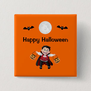 Colourful Orange Jumping Halloween Kids Party 2 Inch Square Button