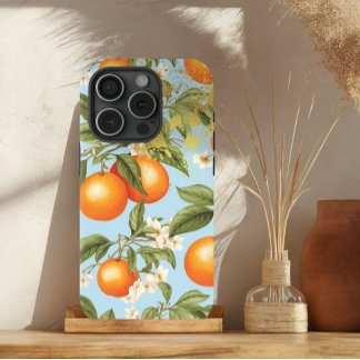 Colourful Orange, Paste Blue and Gold Orange Fruit iPhone 15 Case