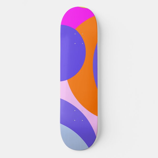 Colourful orange pink purple and blue abstract skateboard (Front)