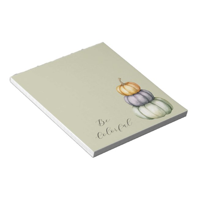 Colourful Orange Purple Mint Pumpkins Notepad (Angled)