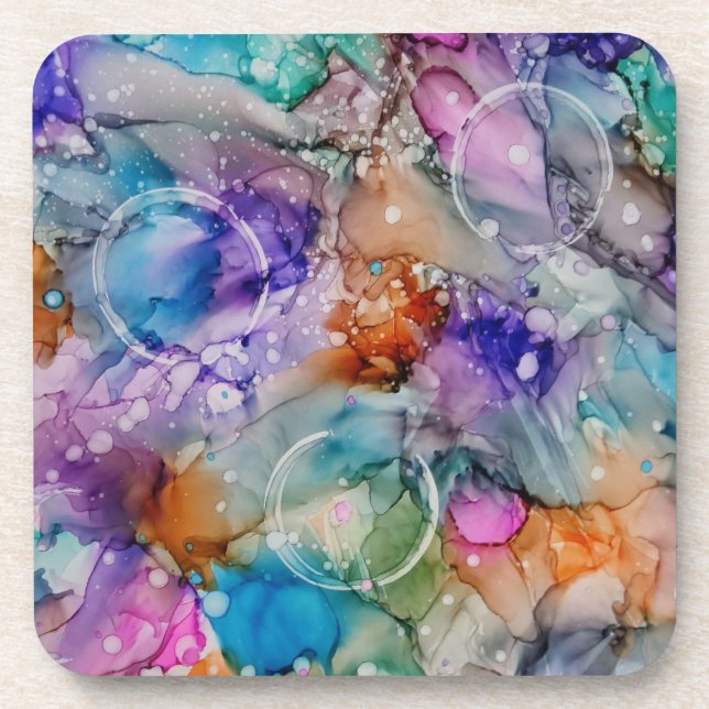 Colourful orange, purple, pink, blue abstract Art  Coaster (Front)