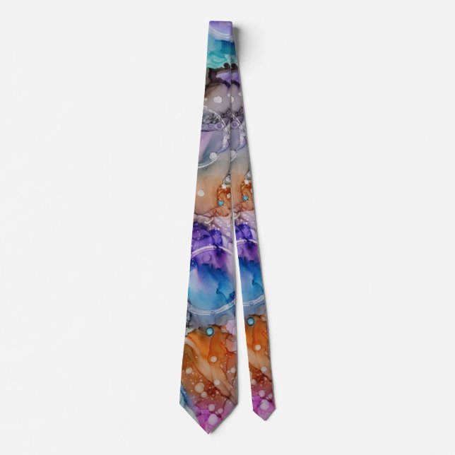 Colourful orange, purple, pink, blue abstract Art Tie (Front)