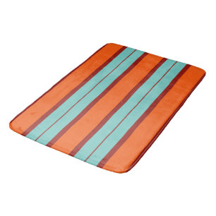 colourful orange &red  blue stripes pattern bath mat