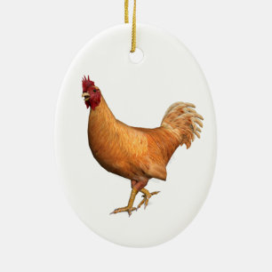 Colourful Orange Rooster Ceramic Ornament