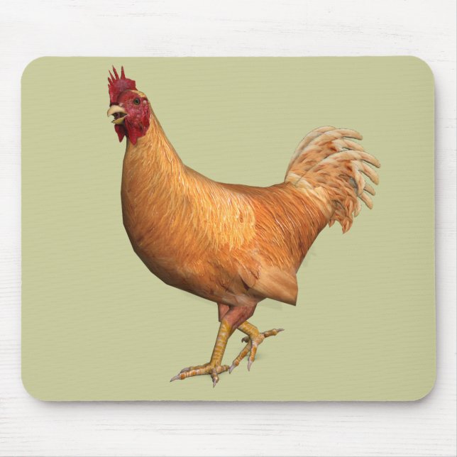 Colourful Orange Rooster Mouse Pad (Front)