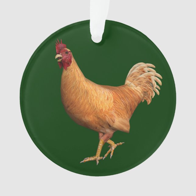 Colourful Orange Rooster Ornament (Front)