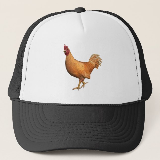 Colourful Orange Rooster Trucker Hat (Front)