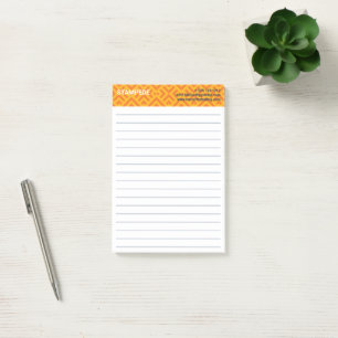 Colourful Orange Yellow Chevron Chequered Post-it Notes