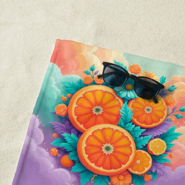 Colourful oranges beach towel (In Situ)