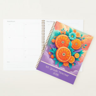 Colourful oranges for 1st grade 2025 custom planner