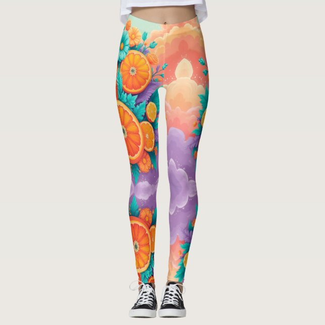Colourful oranges leggings (Front)