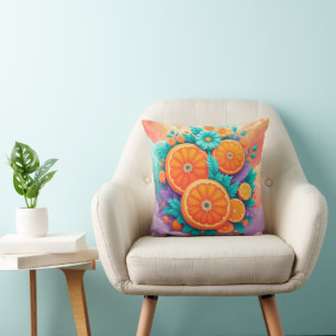 Colourful oranges throw pillow