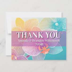 Colourful Orchid Tropical Wedding Thank You Card