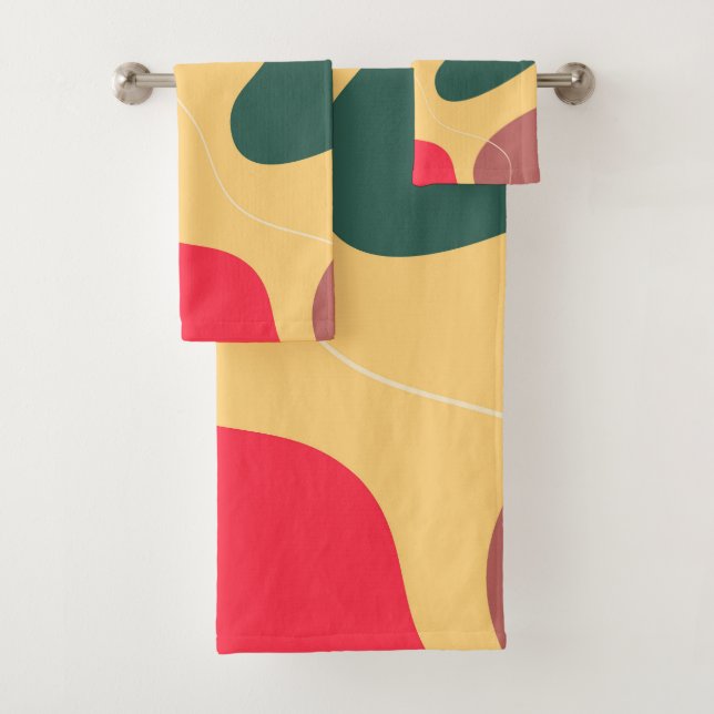 Colourful organic shapes abstract background bath towel set (Insitu)