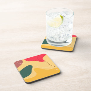 Colourful organic shapes abstract background coaster