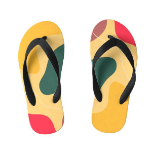 Colourful organic shapes abstract background kid's flip flops