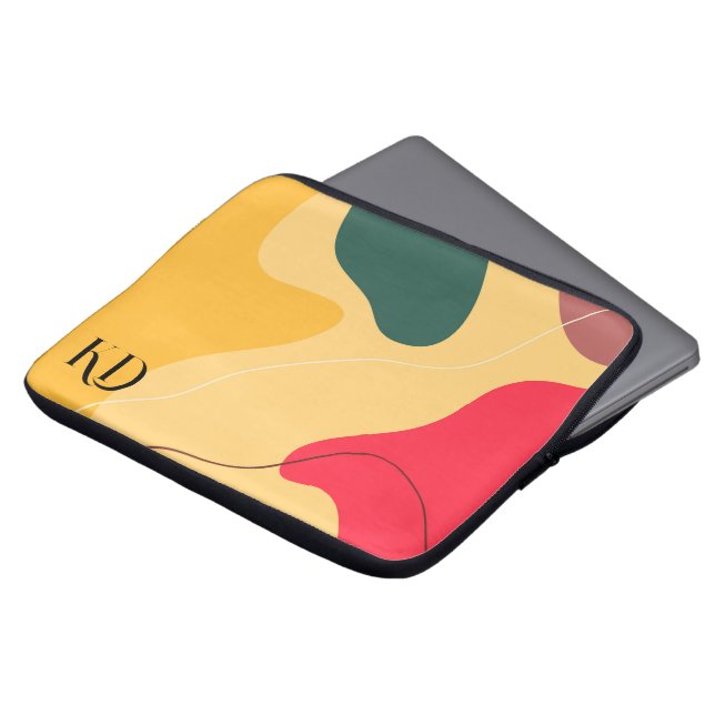 Colourful organic shapes abstract background laptop sleeve (Front Top)