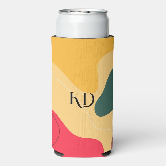Colourful organic shapes abstract background seltzer can cooler (Seltzer Back)