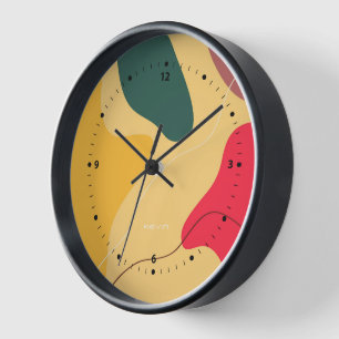 Colourful organic shapes background clock