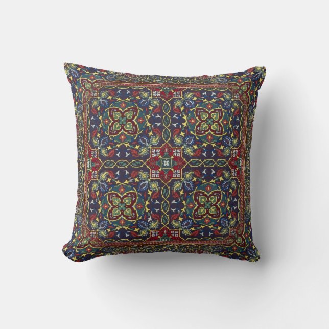 Colourful Oriental Carpet Throw Pillow (Front)