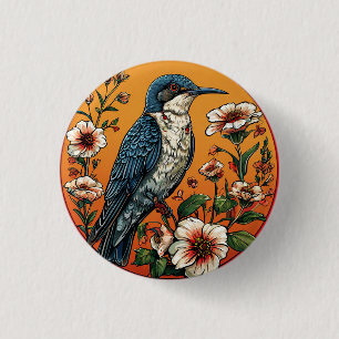 Colourful Oriental cuckoo Bird 1 Inch Round Button