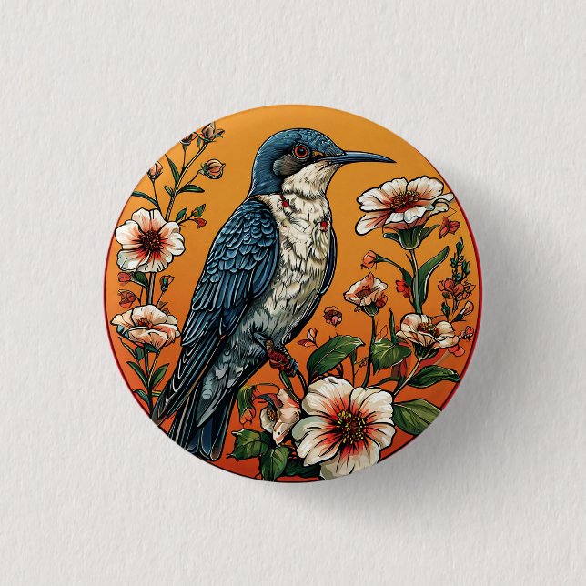 Colourful Oriental cuckoo Bird 1 Inch Round Button (Front)