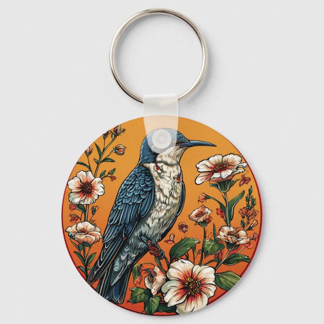 Colourful Oriental cuckoo Bird Keychain (Front)