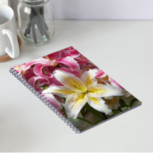 Colourful Oriental Lilies Floral Photo Notebook