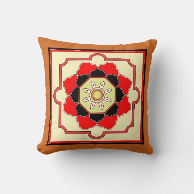 Colourful Oriental Style Design Pattern Throw Pillow (Front)