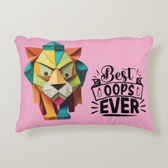 Colourful Origami Lion Artwork design Accent Pillow (Front)