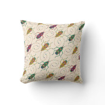 Colourful Original Insects Pattern Throw Pillow
