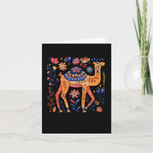 Colourful Ornamental Camel Illustration Surrounded Card