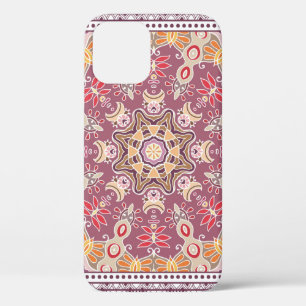 Colourful Ornamental Doodle: Symmetric Lace Patter iPhone 12 Case