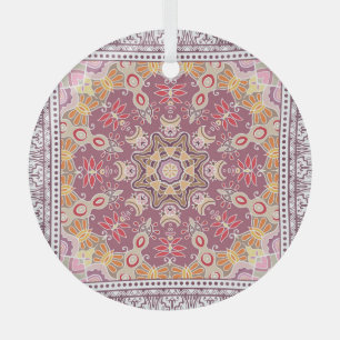 Colourful Ornamental Doodle: Symmetric Lace Patter Glass Ornament