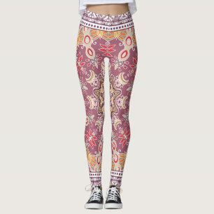 Colourful Ornamental Doodle: Symmetric Lace Patter Leggings