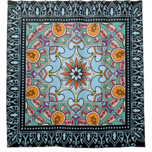 Colourful ornamental doodle: symmetric pattern.