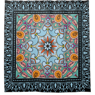 Colourful ornamental doodle: symmetric pattern.