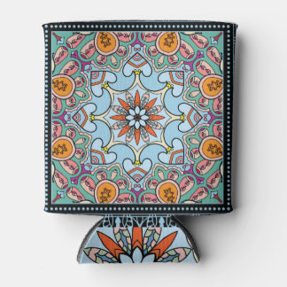 Colourful ornamental doodle: symmetric pattern. can cooler