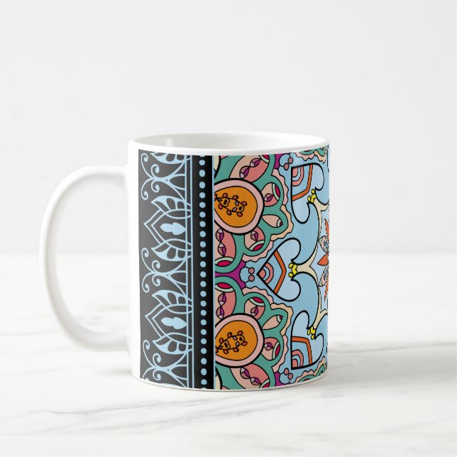 Colourful ornamental doodle: symmetric pattern. coffee mug (Left)