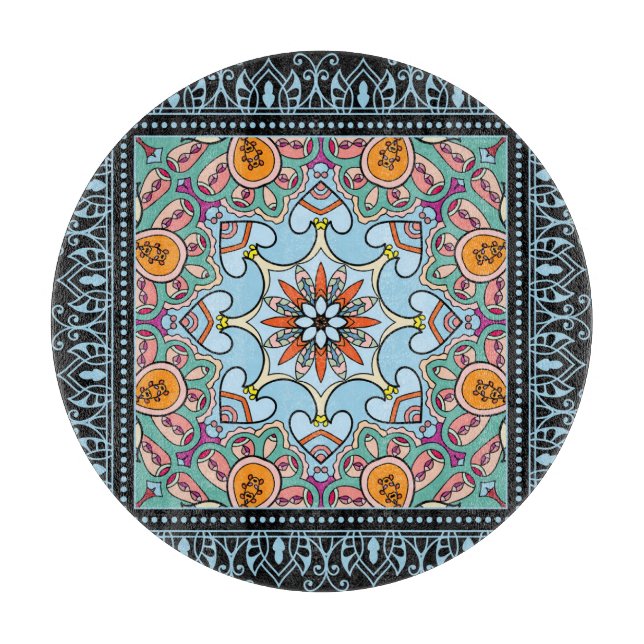 Colourful ornamental doodle: symmetric pattern. cutting board (Front)