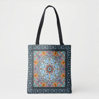 Colourful ornamental doodle: symmetric pattern. tote bag